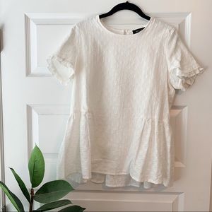ROOLEE Textured White Peplum Top - Small